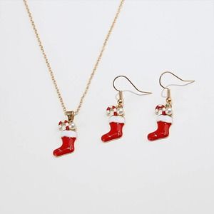 Festive Christmas Stocking With Candy Cane Jewelry Set